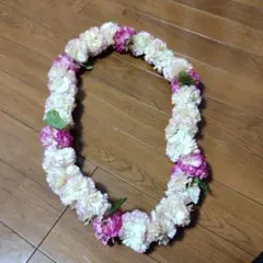 フラダンス用レイ ピンクと白の花