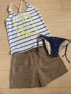 ★最終価格★ボーダー柄 水着3点セット Sサイズ