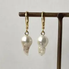 あこや真珠　羽根珠　フレンチフックピアス