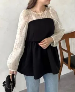 シアードットビスチェドッキングペプラムブラウス prose verse