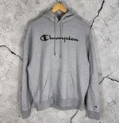 Champion カモロゴ パーカー グレー USA L 2XL 古着 メンズ
