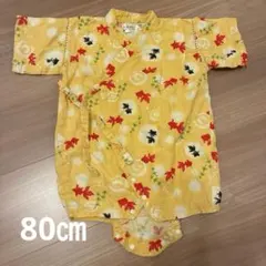 くろわっさんすべべ 甚平ロンパース 女の子 イエロー　80㎝