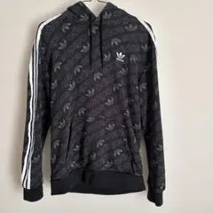 adidas／総柄／パーカー／Mサイズ／ブラック