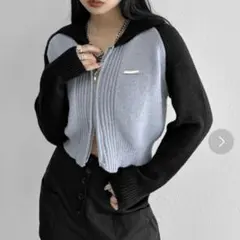 LVEU. バイカラーダブルジップニット