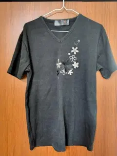 弐黒堂 メンズ Tシャツ 半袖 ブラック 桜刺繍