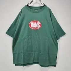 VANS　ビッグシルエット　ワイド　Tシャツ　M　ロゴ　グリーン　リユース　古着