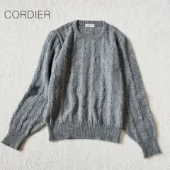 【コルディア】ケーブルニット セーター 長袖 クルーネック リブ 毛混【M】