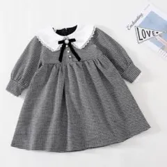 90〜120㎝までご用意あり✨千鳥柄の上品なワンピース　ファミリア　子供服　白襟