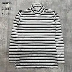 マリクレールスポーツ【L】長袖Tシャツ ハイネック ボーダー柄 ゴルフ スポカジ