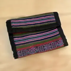ネパール製　エスニック柄 二つ折り財布 マルチカラー