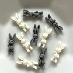 大きめ　うさぎのぬいぐるみ　グレー　クリーム　10粒セット