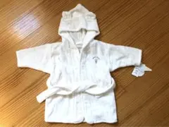 ジェラートピケ　新品未使用タグ付き　ホワイト フード付き バスローブ　80〜90