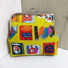 がま口 ポーチ ねこ 絵本 黄色 ハンドメイド