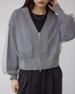 AZUL BY MOUSSY チュールドッキングニットカーディガンのサムネイル