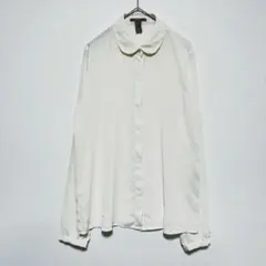 FOREVER 21 長袖シャツ ブラウス 丸襟 シフォンブラウス アイボリー