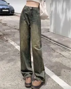 SHEIN ハイウエストストレートデニムパンツ