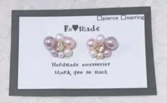 再販3 ピンクパープル 美濃焼ピアス イヤリング 小ぶり 花 アクセサリー