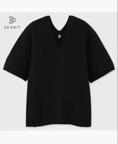 ユニクロ UNIQLO✨ 3DコットンプリーツVネックセーター（5分袖）Ｌサイズ