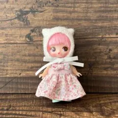 ぷちリカちゃん 帽子 ニット帽 ボンネット 猫耳 くま ホワイト