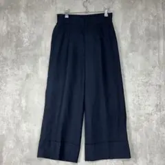 ♪グリーンレーベルリラクシング　ユナイテッドアローズ　紺　ワイドパンツ　リネン風
