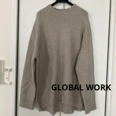 グローバルワークベージュ ラメ長袖 ニットLサイズ
