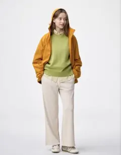 【未使用】GU　リブプルオンパンツ　ナチュラル　Mサイズ