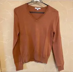 ユニクロ UNIQLO コットンカシミヤVネックニット 長袖 ブラウン