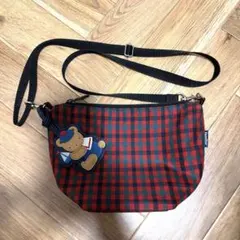 familiar ファミリア　舟形ポシェット　赤系チェック