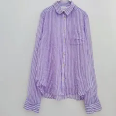 American Eagle Outfitters 【М】紫 白 長袖 シャツ