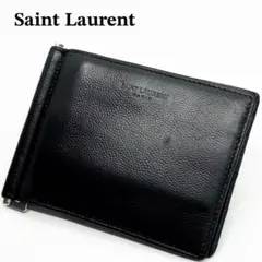 美品 サンローラン マネークリップ キャビアスキン 財布 札入れ カード