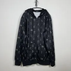 NieR CLOTHING ロゴ アルファベット柄 ジップパーカー 黒 FREE