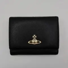 vivienne westwood 三つ折り財布　ブラック　がま口　ゴールド