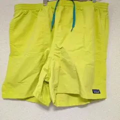 メンズ スポーツショートパンツ 蛍光イエロー ランニング ジム トレーニング L