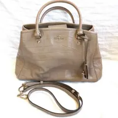 美品　COACH コーチ 型押し 2WAY ハンドバッグ レザー　ベージュ