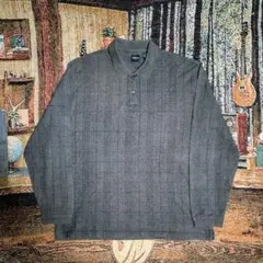 US古着 puritan ストライプ長袖ポロシャツ　90s