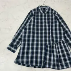 ZARA WOMAN 大きいサイズ 切替 チェック 長袖 シャツ ブラウス XL