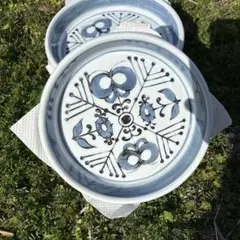 青い花柄の皿 5枚セット