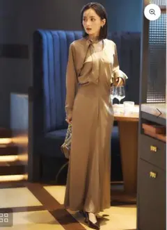 美品 anuans ラップストレートシャツワンピース （NAVY） アニュアンス
