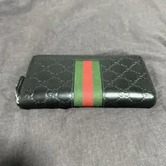 未使用品 箱付き GUCCI グッチ 二つ折り財布 シェリーライン ブラック