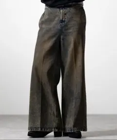 clel ヴィンテージデザイン フレアデニムパンツ ブルー系2 Lサイズ