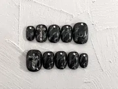 659.クロムネイル　マーブル　スモーク　地雷　韓国　個性派　ブラック　クロス