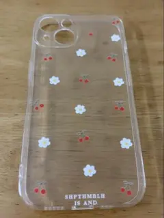 iPhone14用 クリアケース 花柄 さくらんぼ柄