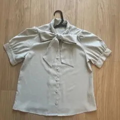 tocco closet ボウタイリボンブラウス 半袖 M グリーン