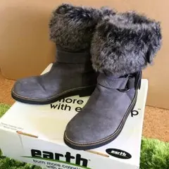 【美品】earth ブーツ 本革 グレー
