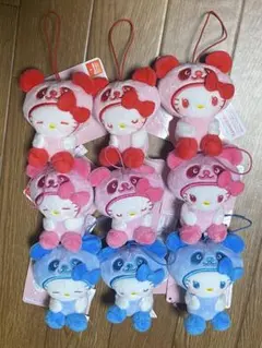 サンリオキャラクターズ　むにゃすやマスコット　ハローキティ パンダ コンプ