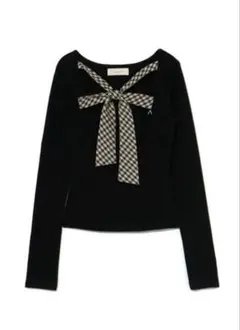 andmary Ami ribbon check tops beige - メルカリ