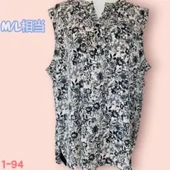 【美品】EVERLEIGH 花柄 ノースリーブ チュニッ クML