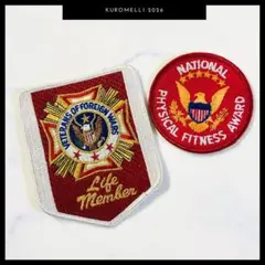 【美品】アメリカ ヴィンテージ 刺繍ワッペン 2枚セット USA VFW