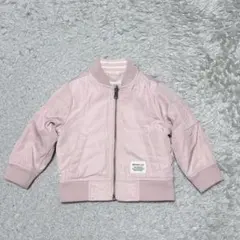 BEAMS mini MA1 ブルゾン　サテンジャケット長袖［90］ピンク