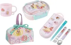 新品◆Skaterお弁当箱4点セット◆ディズニープリンセストリオコップ弁当袋子供
